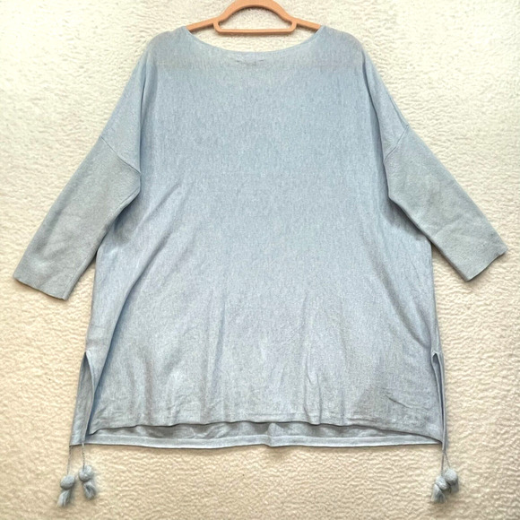 Lilly Pulitzer Sweater Womens Large Blue Elba Tassel Oversized Coolmax Pockets - Picture 2 of 10